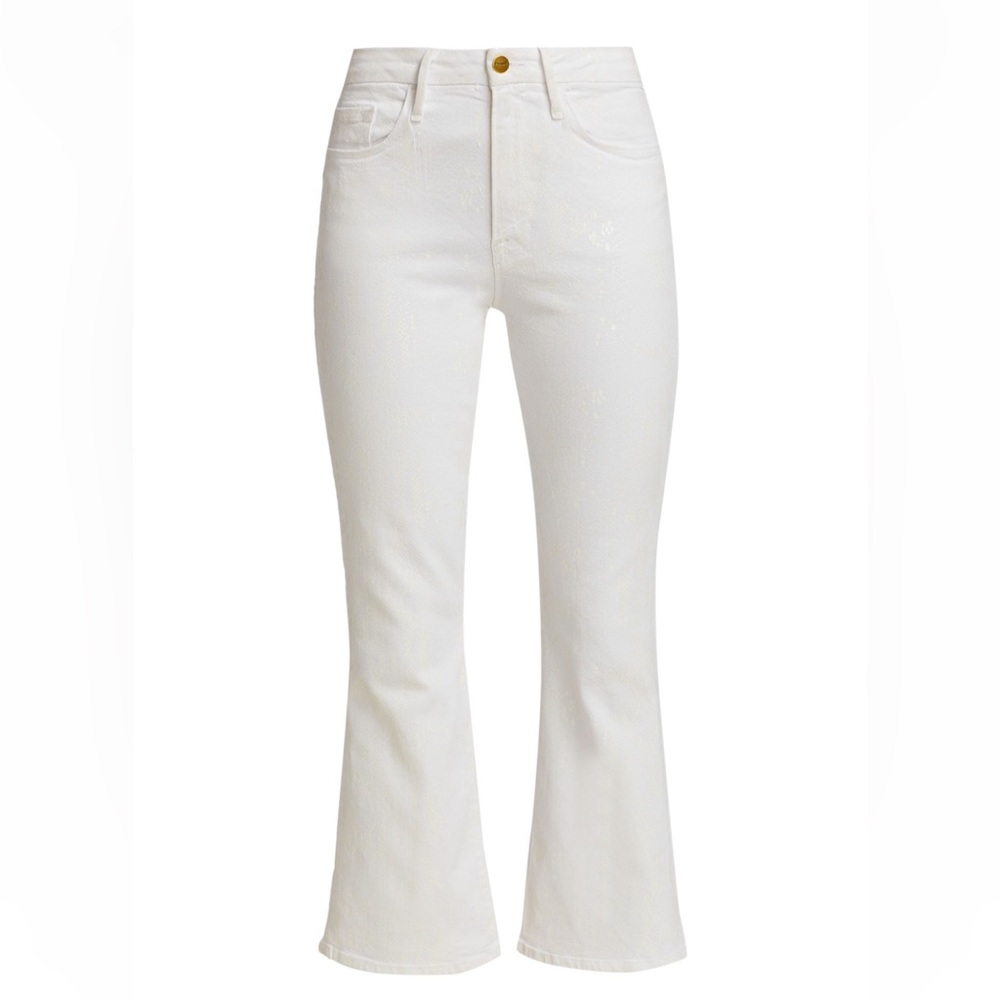 Le Crop Mini Bootcut Metallic Snakeskin Print Jeans 26